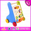 Rolling New Model Wooden Baby Walker, Baby Products Walking Trolley Toy, Wooden Educational Baby Walker W16e042